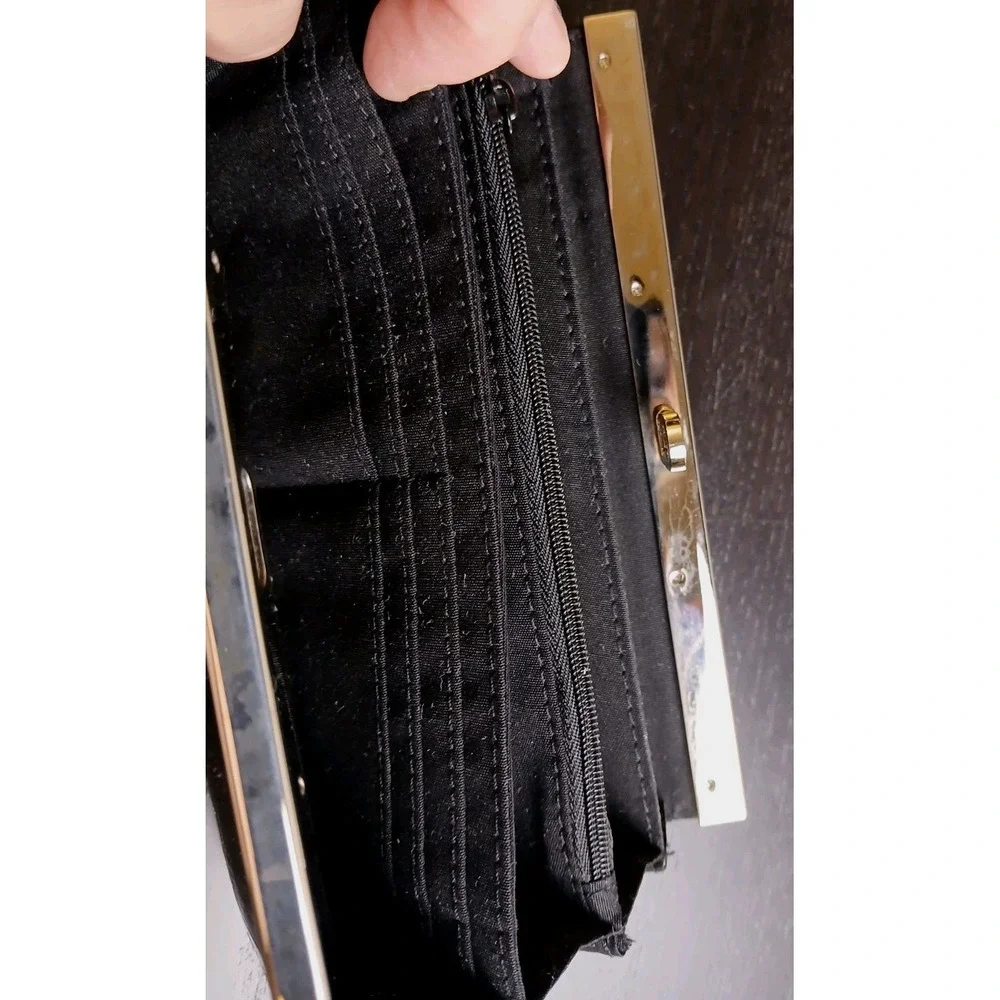 Black Clutch Wallet Credit Card/Cash/coins Women's  7.5X4X1.3‎ #1544